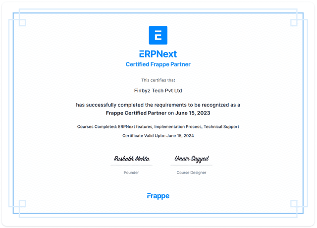 Certified ERPNext & Frappe Partner in Ahmedabad, Gujarat | Finbyz Tech