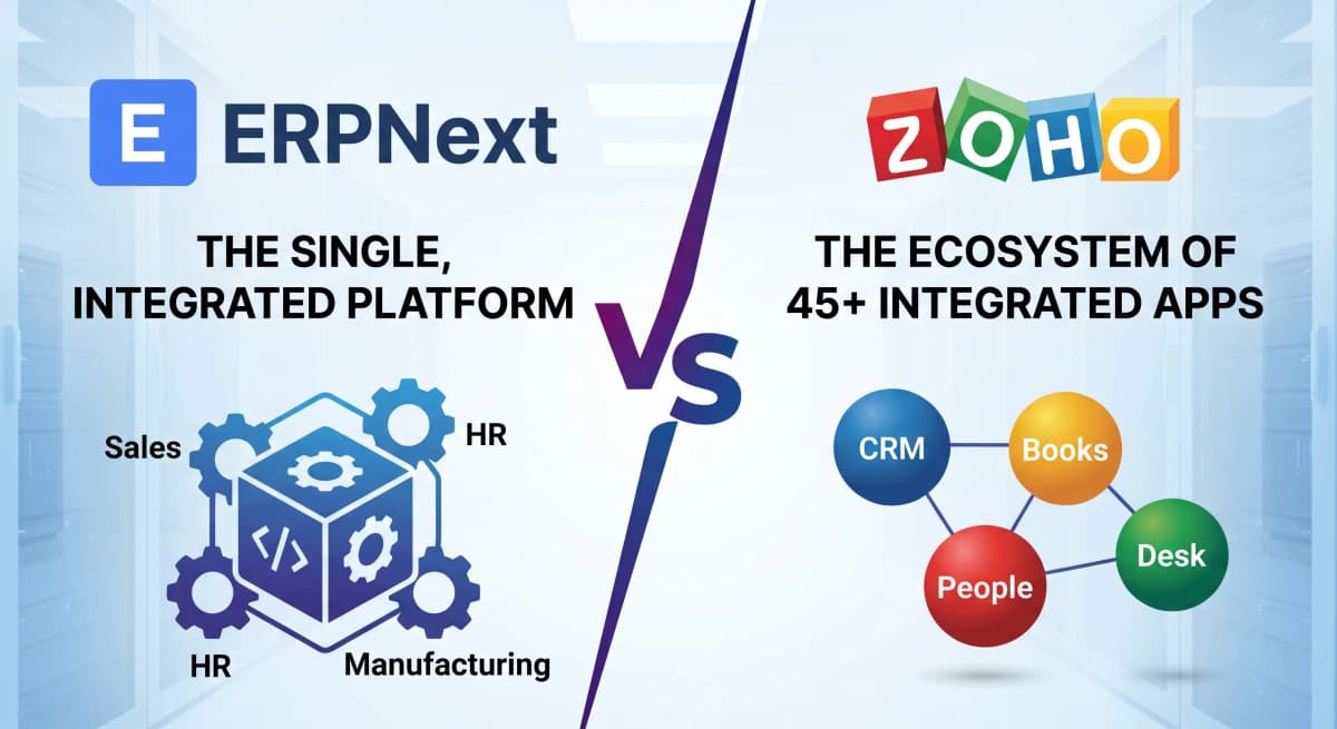 ERPNext vs Zoho ERP comparison hero banner