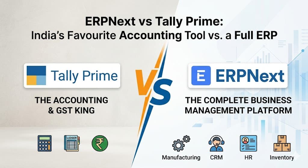 ERPNext vs Tally Prime comparison hero banner